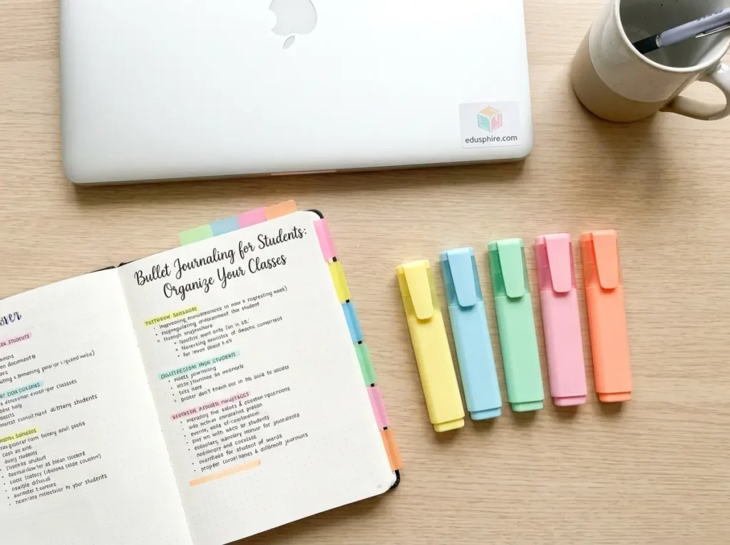 Minimalist desk with bullet journal 202606080833
