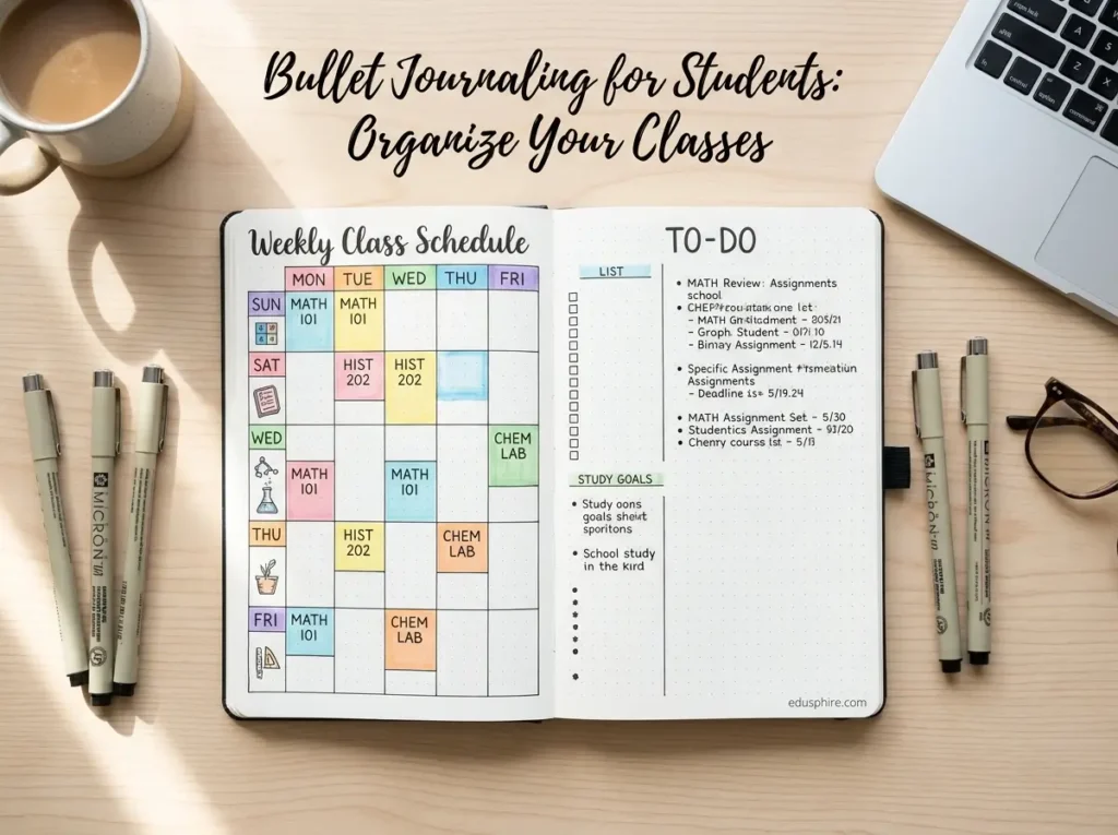 Open bullet journal student layout 202606080833