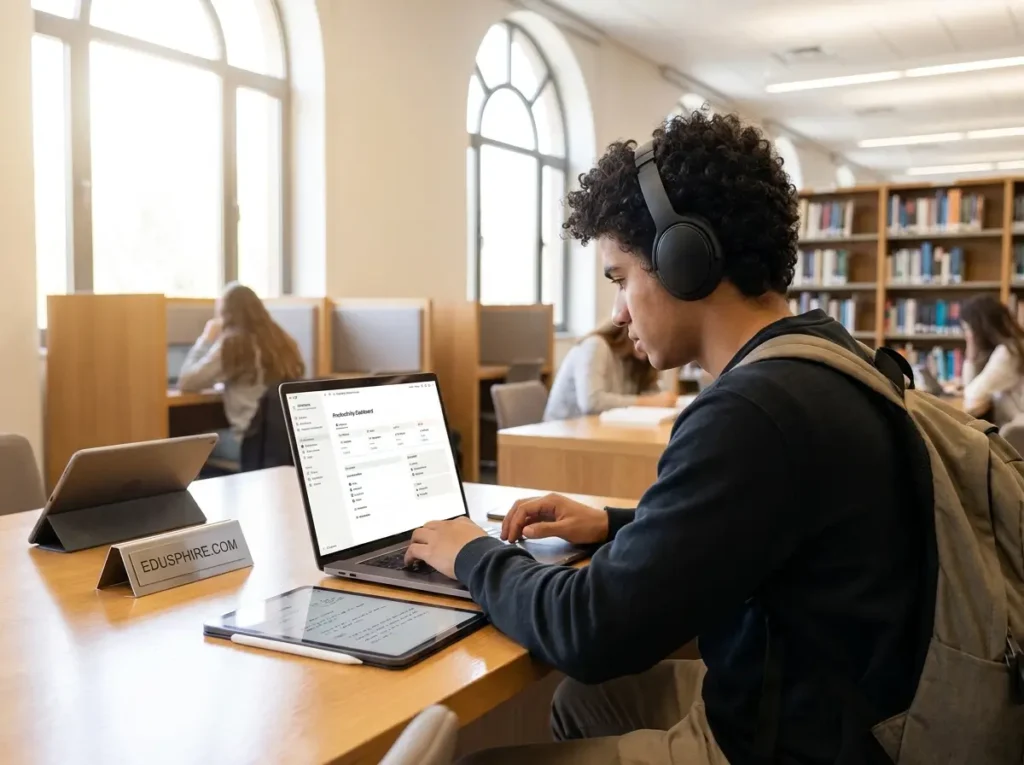 Student studying in library 202606061138